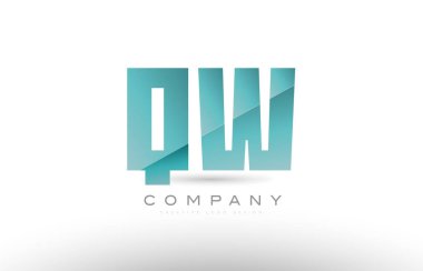 qw q w Alfabe harf yeşil logo simge tasarım