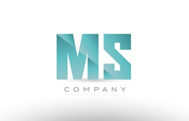 MS m s Alfabe harf yeşil logo simge tasarım
