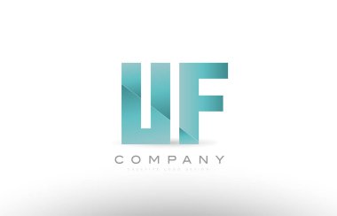 Uf u f Alfabe harf yeşil logo simge tasarım