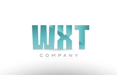 wxt t alfabesi üç 3 mektup yeşil logo simge tasarım x w
