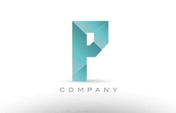 P alfabeto letra verde logotipo ícone design — Vetor de Stock