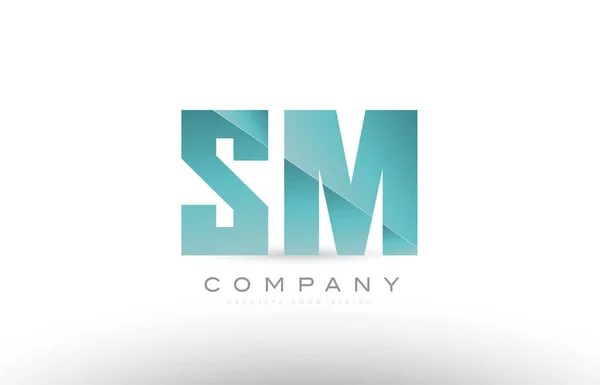 Sm s m alphabet buchstabe grün logo symbol design — Stockvektor