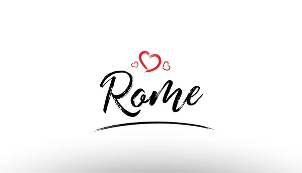Roma europa nome della città europea amore cuore turismo logo desi — Vettoriale Stock