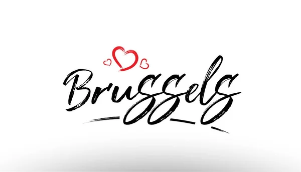 Brüssel Europa Europäische Stadt Name Liebe Herz Tourismus Logo Symbol — Stockvektor