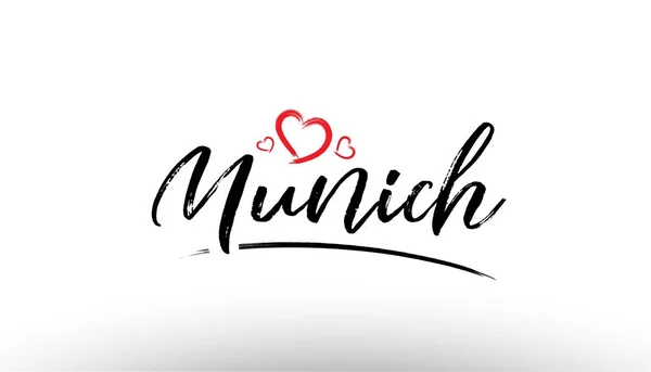 München europa europäische stadt name liebe herz tourismus logo icon de — Stockvektor