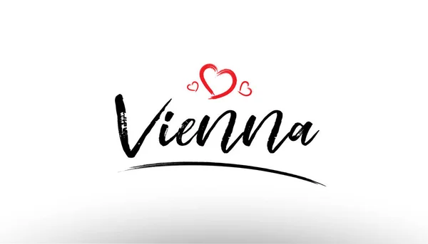 维也纳欧洲城市名称爱之心旅游徽标图标 de — 图库矢量图片