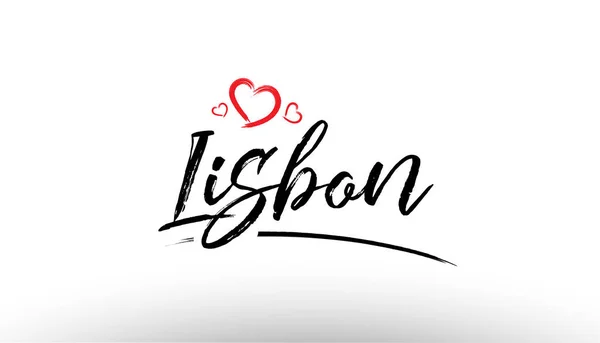 Lisbon europe nome della città europea amore cuore turismo logo icona de — Vettoriale Stock
