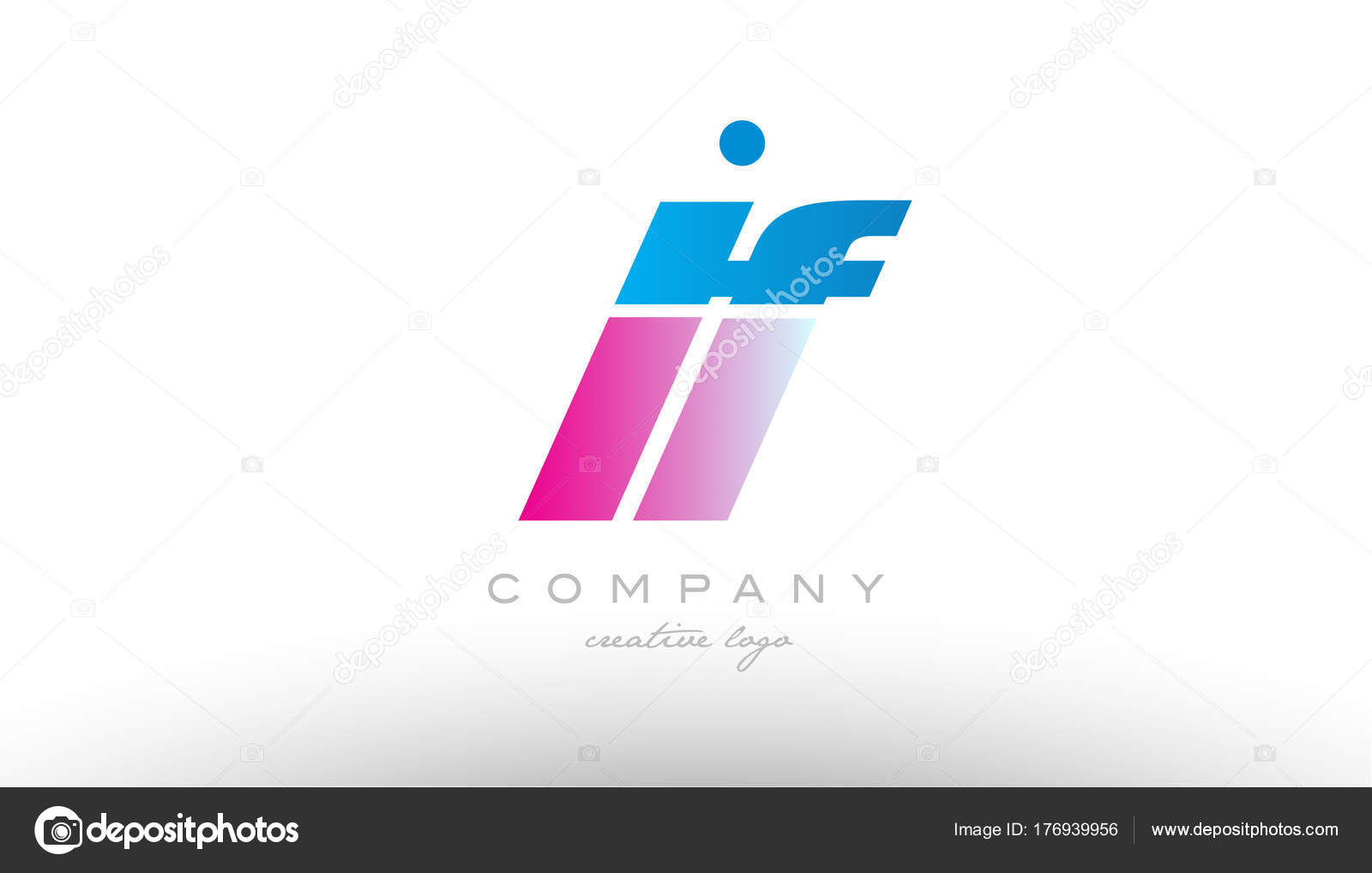 Lf L F Alfabeto Lettera Combinazione Rosa Blu Logo Grassetto
