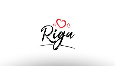 Riga Avrupa Avrupa şehir adını seviyorum kalp turizm logo simge desi