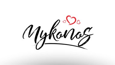 Mykonos Avrupa Avrupa şehir adını seviyorum kalp turizm logo simge d