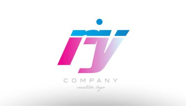 Ry r y Alfabe harf kombinasyonu pembe mavi kalın logo simgesi de