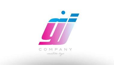 GJ g j Alfabe harf kombinasyonu pembe mavi kalın logo simge desi