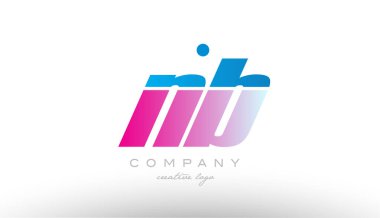 NB n b Alfabe harf kombinasyonu pembe mavi kalın logo simge desi