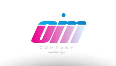 OM o m Alfabe harf kombinasyonu pembe mavi kalın logo simge desi