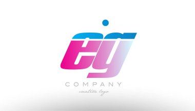 Örneğin e g Alfabe harf kombinasyonu pembe mavi kalın logo simge desi