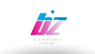 BZ b z Alfabe harf kombinasyonu pembe mavi kalın logo simge desi