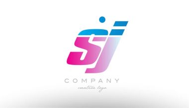 SJ s j Alfabe harf kombinasyonu pembe mavi kalın logo simge desi