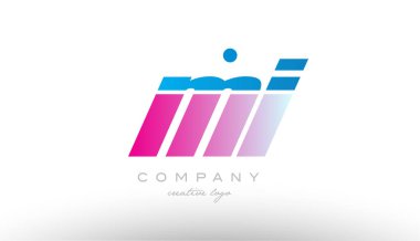 mi m ben Alfabe harf kombinasyonu pembe mavi kalın logo simge desi