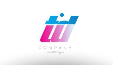 TD t d Alfabe harf kombinasyonu pembe mavi kalın logo simge desi