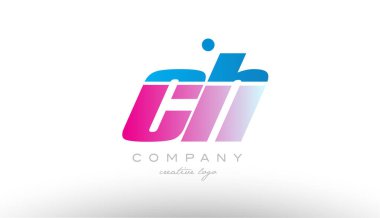 CH c s Alfabe harf kombinasyonu pembe mavi kalın logo simge desi