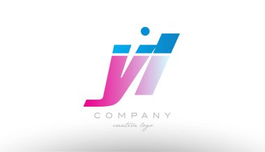 yl y l Alfabe harf kombinasyonu pembe mavi kalın logo simge desi