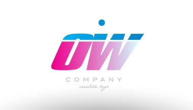 Ah o w Alfabe harf kombinasyonu pembe mavi kalın logo simge desi