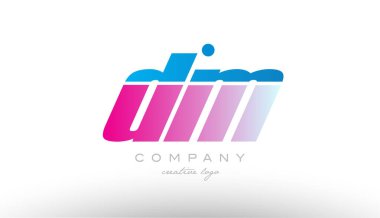 DM d m Alfabe harf kombinasyonu pembe mavi kalın logo simge desi