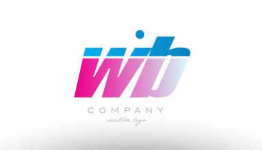 WB w b Alfabe harf kombinasyonu pembe mavi kalın logo simge desi
