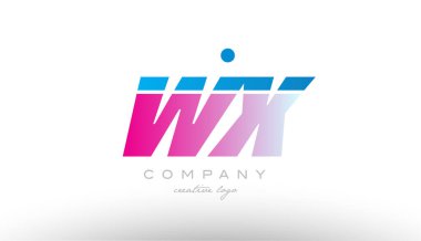 WX Alfabe harf kombinasyonu pembe mavi kalın logo simge desi x w