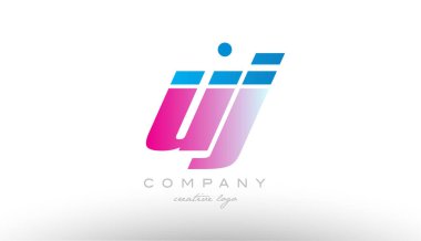 uj u j Alfabe harf kombinasyonu pembe mavi kalın logo simge desi