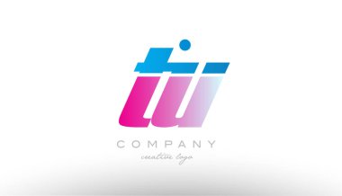 tu t u Alfabe harf kombinasyonu pembe mavi kalın logo simge desi