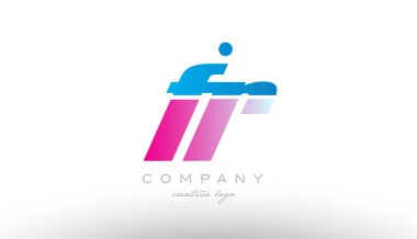 fr f r Alfabe harf kombinasyonu pembe mavi kalın logo simge desi