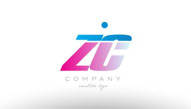 ZC z c Alfabe harf kombinasyonu pembe mavi kalın logo simge des
