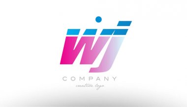 WJ w j Alfabe harf kombinasyonu pembe mavi kalın logo simge desi