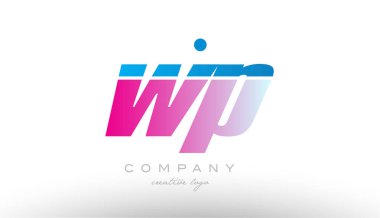 WP w p Alfabe harf kombinasyonu pembe mavi kalın logo simge desi