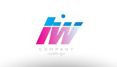 LW l w Alfabe harf kombinasyonu pembe mavi kalın logo simge desi