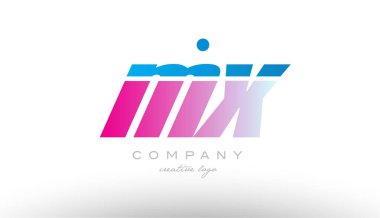 MX m x Alfabe harf kombinasyonu pembe mavi kalın logo simge desi