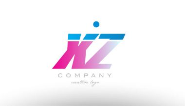 XZ z Alfabe harf kombinasyonu pembe mavi kalın logo simge desi x