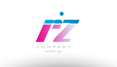 RZ r z Alfabe harf kombinasyonu pembe mavi kalın logo simge desi