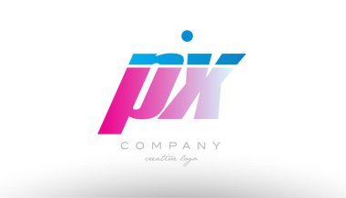 PX p Alfabe harf kombinasyonu pembe mavi kalın logo simge desi x