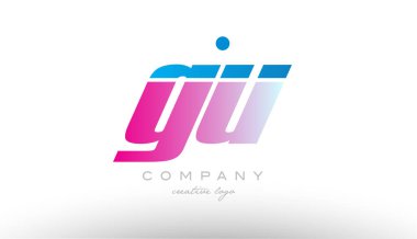 Gu g u Alfabe harf kombinasyonu pembe mavi kalın logo simge desi