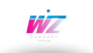 WZ w z Alfabe harf kombinasyonu pembe mavi kalın logo simge desi