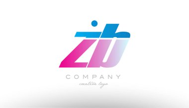 ZB z b Alfabe harf kombinasyonu pembe mavi kalın logo simge desi