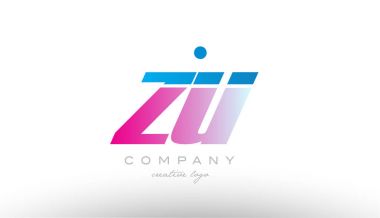 zu z u Alfabe harf kombinasyonu pembe mavi kalın logo simge desi