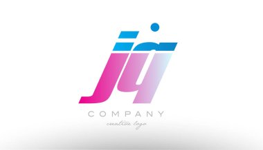 JQ j q Alfabe harf kombinasyonu pembe mavi kalın logo simge desi