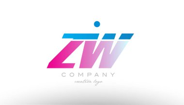 ZW z w Alfabe harf kombinasyonu pembe mavi kalın logo simge desi