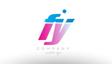 FY f y Alfabe harf kombinasyonu pembe mavi kalın logo simge desi