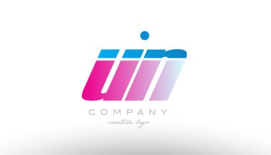 BM u n Alfabe harf kombinasyonu pembe mavi kalın logo simge desi