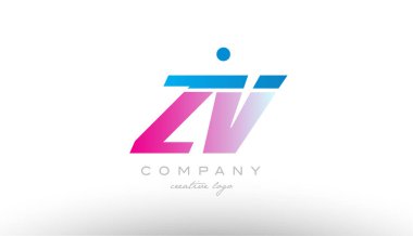 ZV z v Alfabe harf kombinasyonu pembe mavi kalın logo simge desi