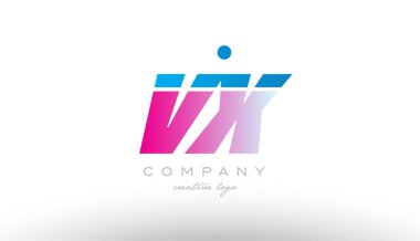 VX v Alfabe harf kombinasyonu pembe mavi kalın logo simge desi x